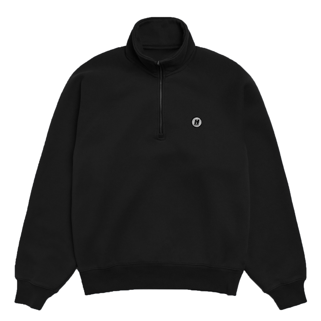 H Patched Half Zip Sweatshirt (Black)