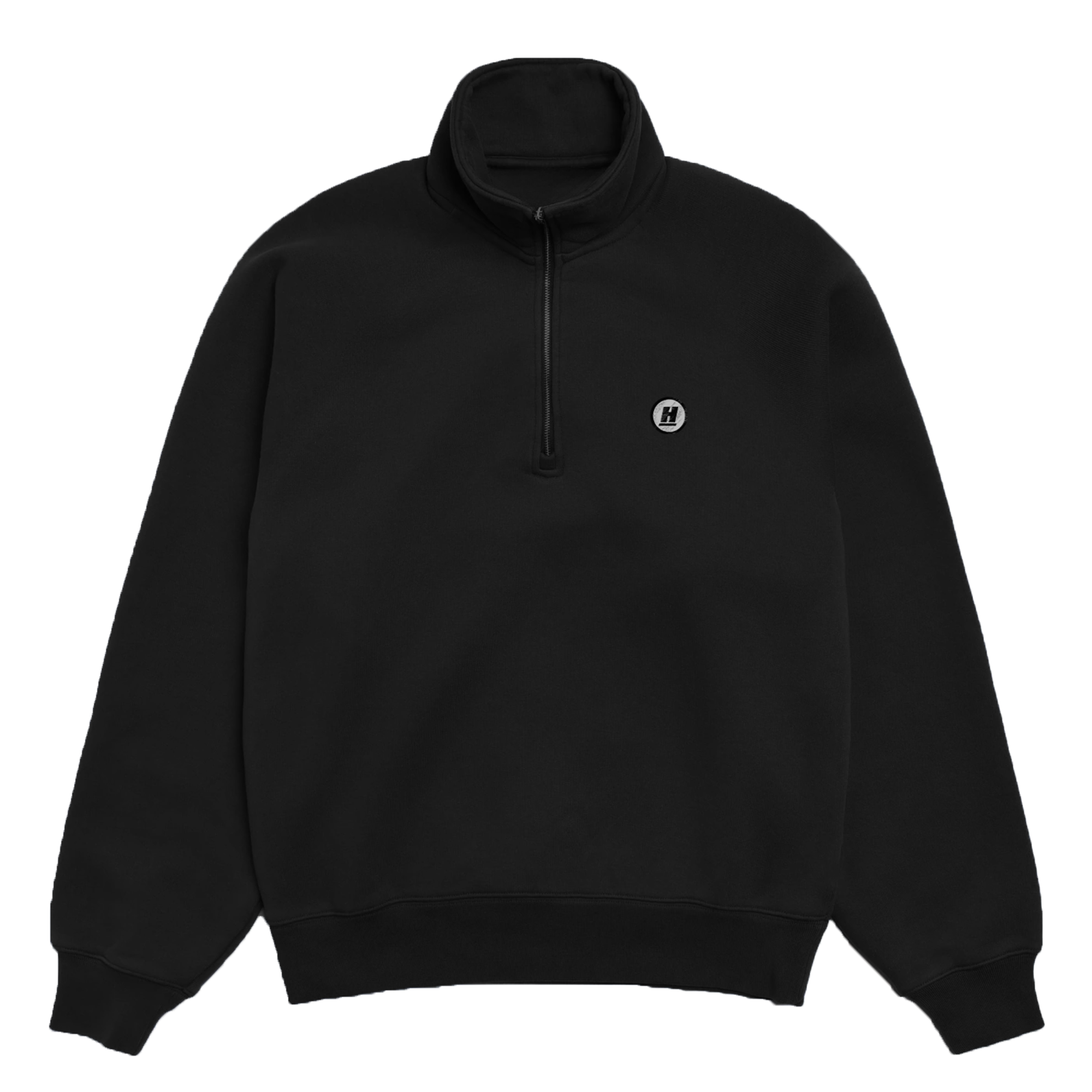 H Patched Half Zip Sweatshirt (Black)