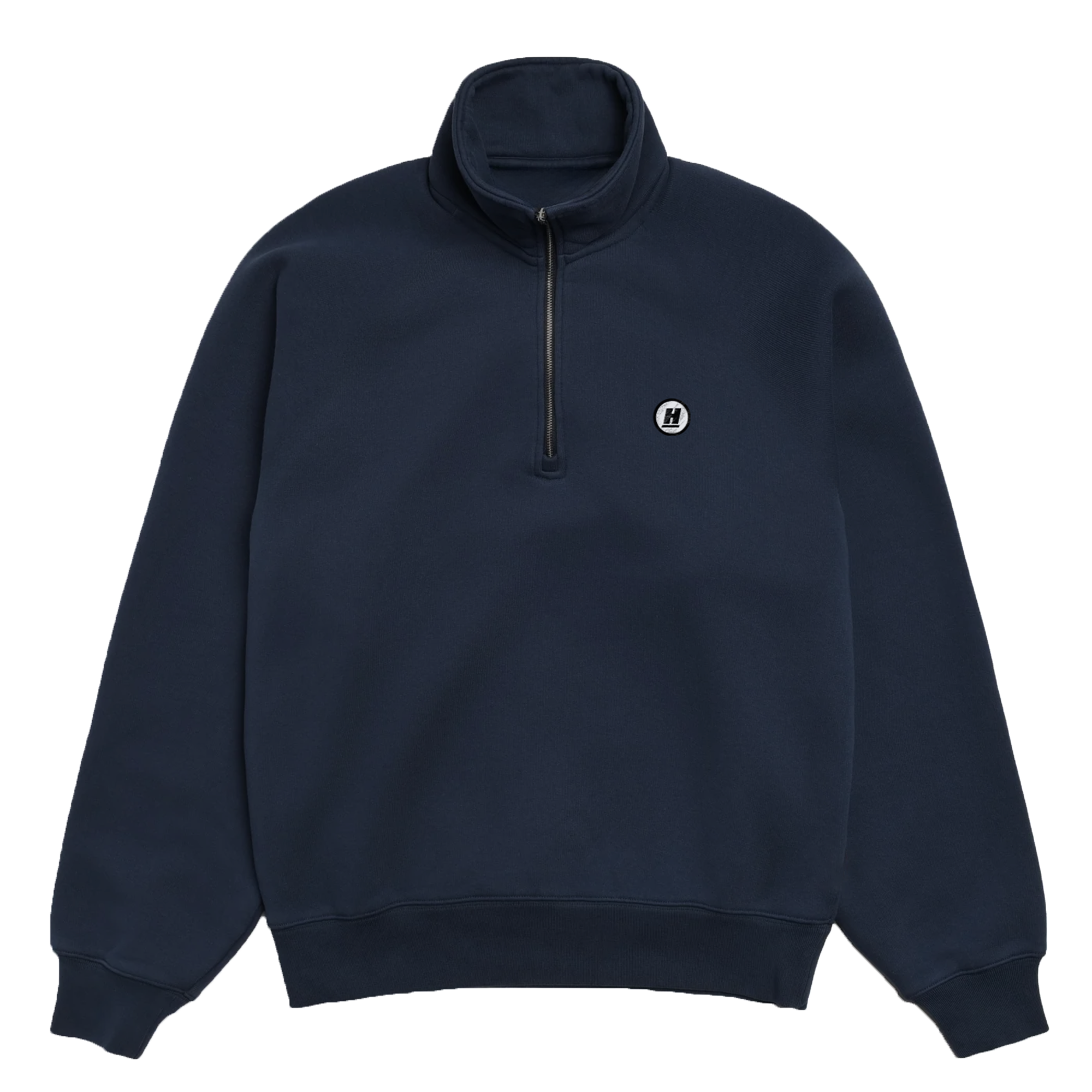H Patched Half Zip Sweatshirt (Navy)