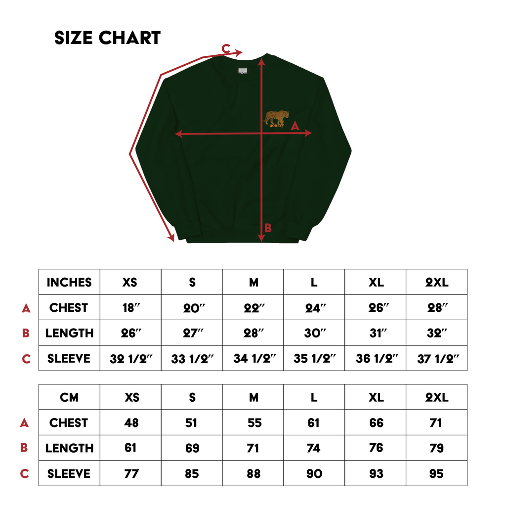 Embroidered Tiger Crew (Dark Green)