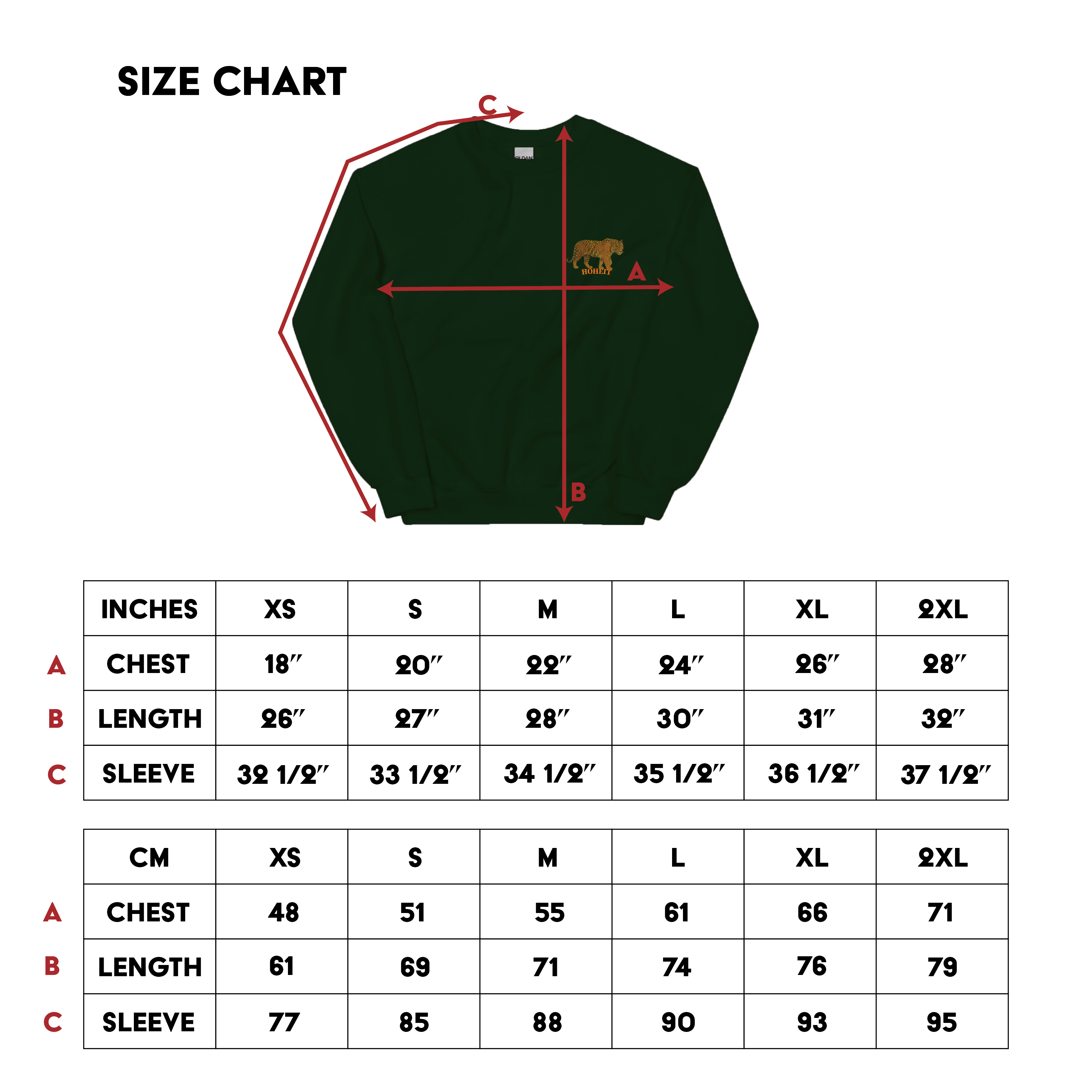 Embroidered Tiger Crew (Dark Green)